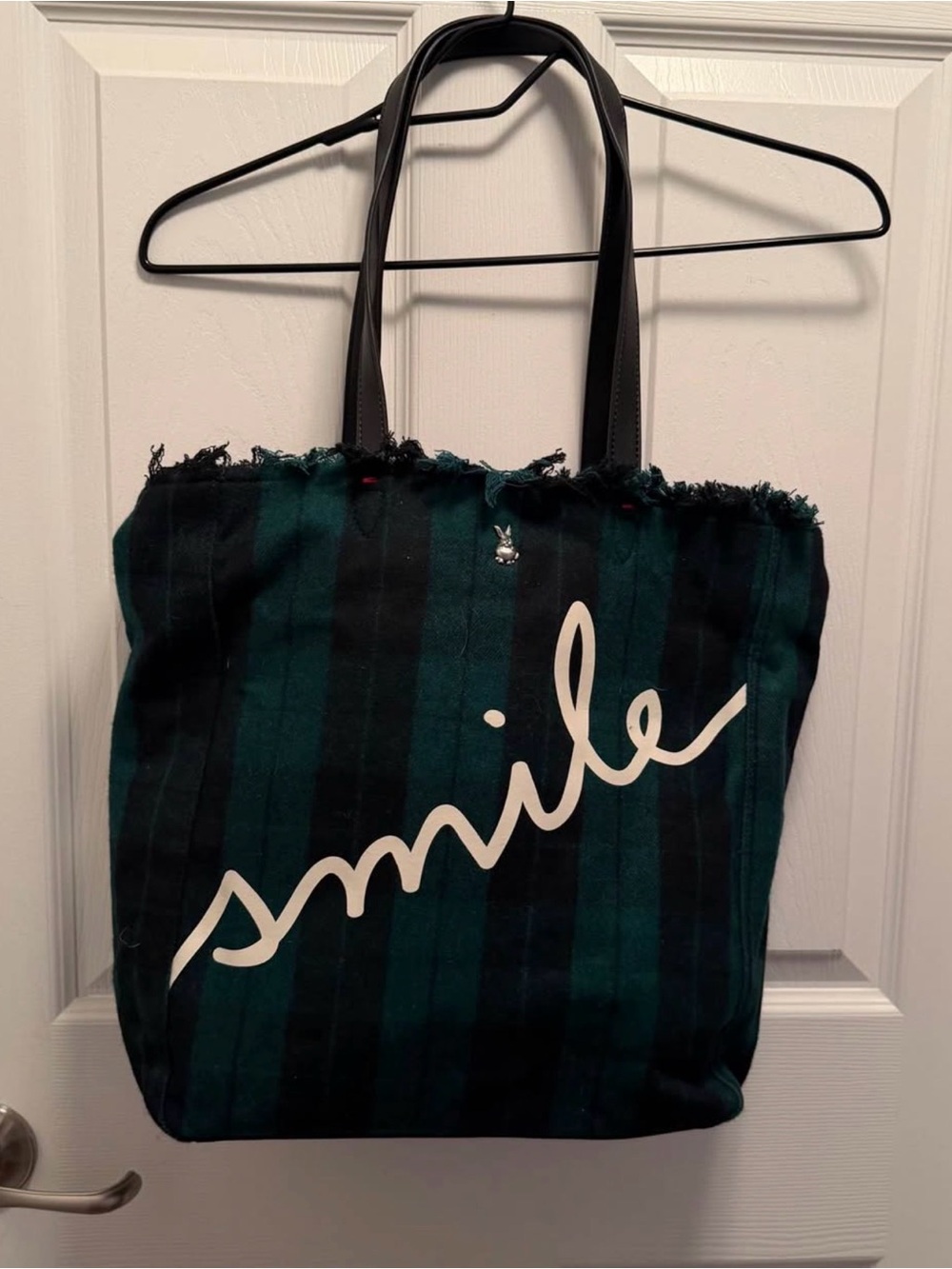 NWT ED Ellen DeGeneres Green Tartan Plaid Oax
"Smile" Tote Bag with Dust Bag